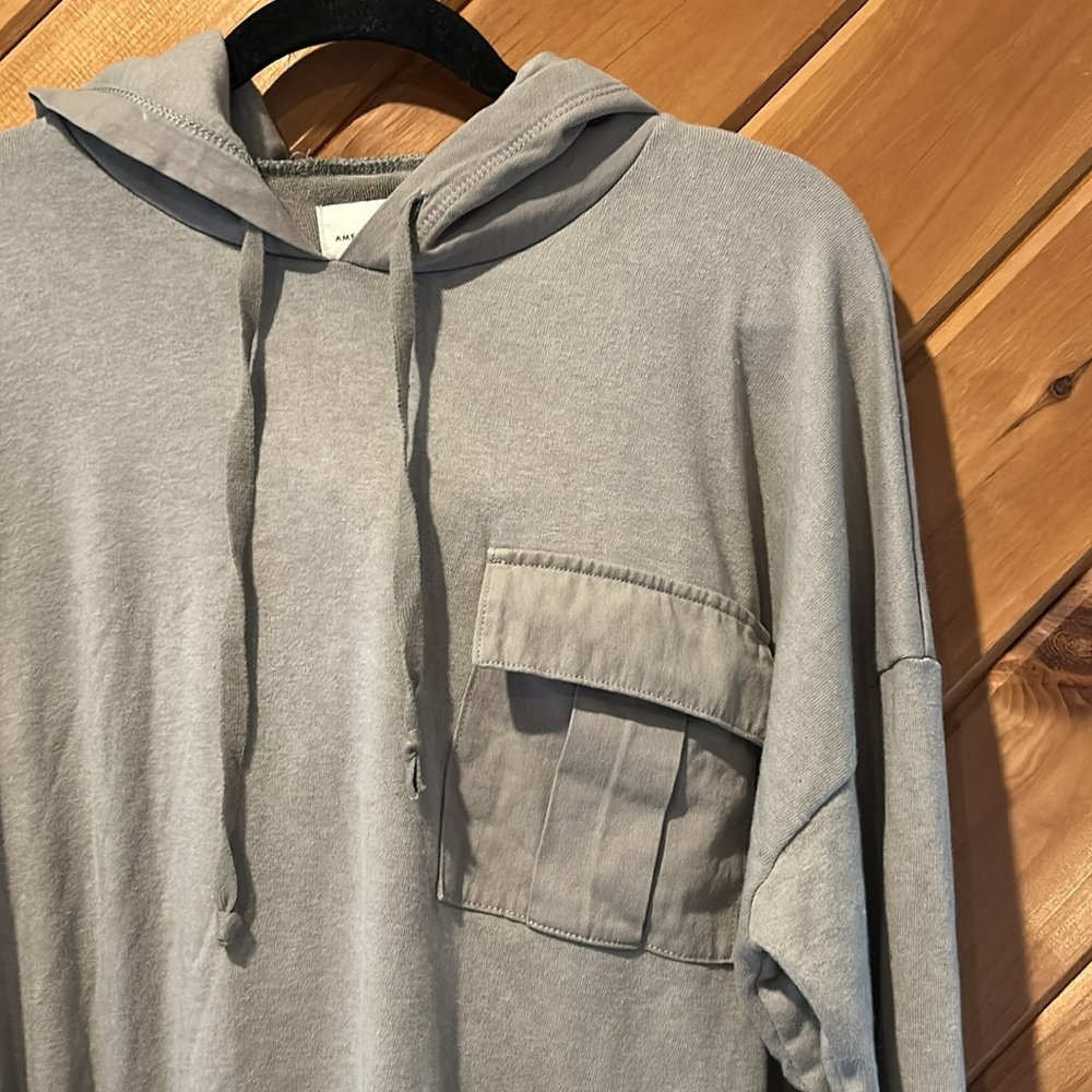 American eagle pocket crop hooded army green sweatshirt - Picture 4 of 6